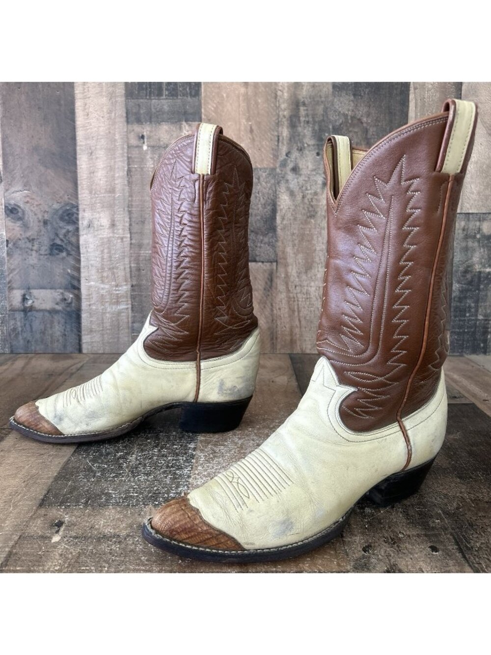 Tony Lama Vintage 6216 Wingtip Gold Label Urban Cowboy Boots Mens 9 D